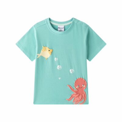 Camiseta fondo del mar verde agua